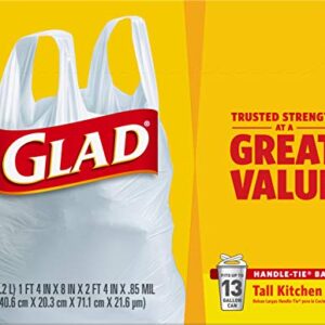 GLAD Tall Kitchen Trash Bags, 13 Gallon Handle Tie Trash Big for Kitchen, Unscented, 50 Count (Pack of 4)