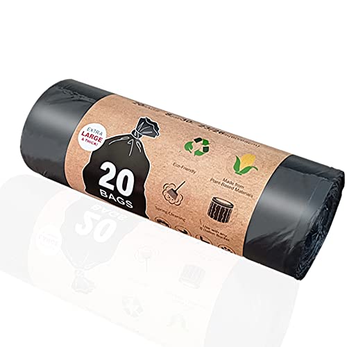 8 Gallon Biodegradable Trash Bags, 20 Count Garbage Bags 8 gallon, Compostable Medium Black Trash Bags , Unscented Leak Proof Bags for Office, Home, Bedroom, Car, Kitchen…