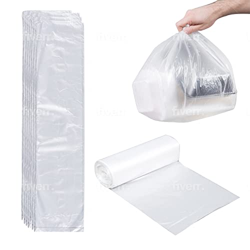 C&S Event Supply Co. Clear 7-10 Gallon Trash Bags - Un-Scented & Disposable Garbage Bags - Leak Proof & 6 Micron Thickness Plastic Bags - Trash Cans Liner for Kitchen, Bathroom & Office (200 Count)