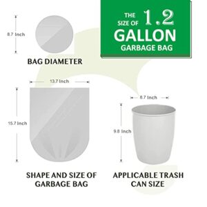 Mavere Trash Bags 1.2 Gallon, 120 Count Trash Bags Extra Strong Small Garbage Bags for Bathroom Bedroom Office Kitchen Trash Can, White