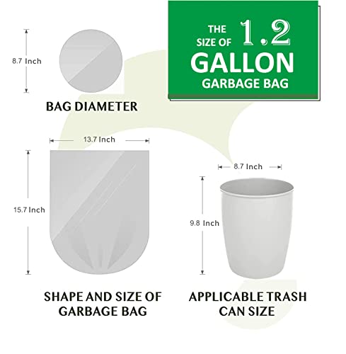 Mavere Trash Bags 1.2 Gallon, 120 Count Trash Bags Extra Strong Small Garbage Bags for Bathroom Bedroom Office Kitchen Trash Can, White