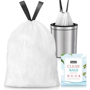 1.2 gallon 80 counts strong drawstring trash bags garbage bags by raypard, small plastic bags, trash can liners for home office kitchen bathroom bedroom, white waste basket liners