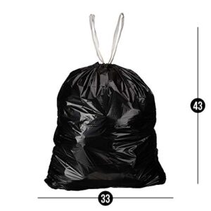 AmazonCommercial 39 Gallon Drawstring Lawn and Leaf Trash Bags 33" x 43" - 1.1 MIL Black Commercial Garbage Bags - 50 Count