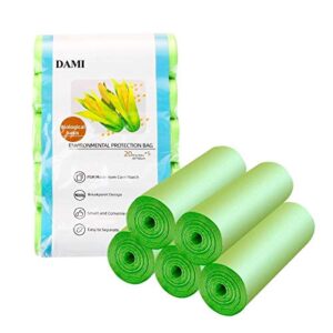 Small Trash Bags 4-Gallon Biodegradable - 100 Counts/ 5 Rolls Recycling and Degradable Garbage Bags Trash Can Liners for Bathroom Kitchen and Office