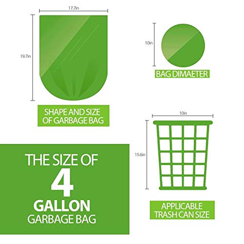 Small Trash Bags 4-Gallon Biodegradable - 100 Counts/ 5 Rolls Recycling and Degradable Garbage Bags Trash Can Liners for Bathroom Kitchen and Office