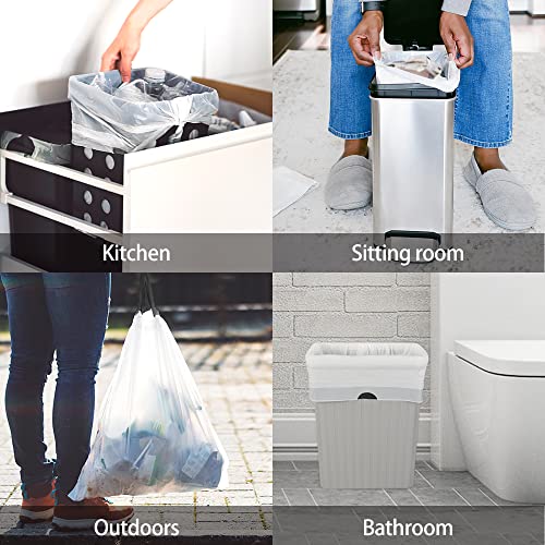 1.2 Gallon 220pcs Strong Drawstring Trash Bags Garbage Bags by Teivio, Bathroom Trash Can Bin Liners, Code a fit 4.5-5 Liter, 0.8-1.2 and 1-1.3 Gal, Small Plastic Bags for home office kitchen, White