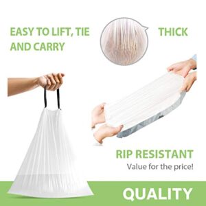 1.2 Gallon 220pcs Strong Drawstring Trash Bags Garbage Bags by Teivio, Bathroom Trash Can Bin Liners, Code a fit 4.5-5 Liter, 0.8-1.2 and 1-1.3 Gal, Small Plastic Bags for home office kitchen, White