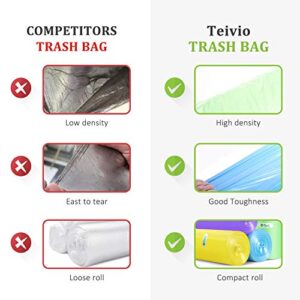 4 Gallon 330pcs Strong Trash Bags Colorful Clear Garbage Bags, Bathroom Trash Can Bin Liners, Small Plastic Bags for home office kitchen, fit 12-15 Liter, 3,3.5,4.5 Gal,Multicolor