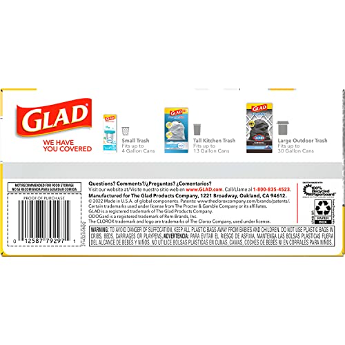 Glad ForceFlexPlus with Clorox Tall Trash Bags, 13 Gal, Lemon Fresh Bleach, 34 Ct, Pack May Vary