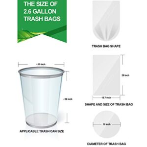 Small Clear Trash Bags FORID 2.6 Gallon Garbage Bags Wastebasket Bin Liners 330 Count Plastic Trash Bags for Bathroom Bedroom Office Garbage Can 10 Liters