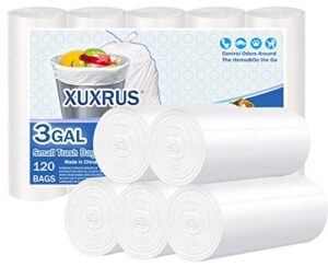 xuxrus bathroom small trash bags 3 gallon garbage bags for home office,bathroom,120 count,white,fits 2-3 gallon bins (3 gallon(120 count))