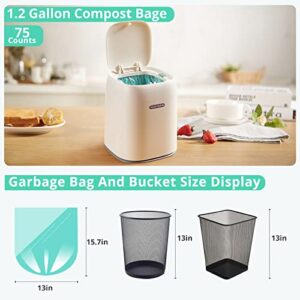 Small Compostable Trash Bags,1.2 Gallon Trash Can Liners,Strong Unscented Compost Bags Small,Small Bathroom Trash Bags for Home Office Car Pet Fit 4.5-5 Liter Trash Can,1-2 Gallon