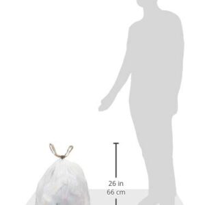 AmazonCommercial Custom Fit White Drawstring Trash Bags - Compatible with Simplehuman Type J - 1 MIL - 75 Count