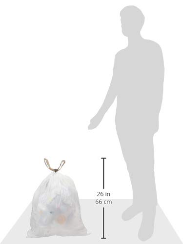 AmazonCommercial Custom Fit White Drawstring Trash Bags - Compatible with Simplehuman Type J - 1 MIL - 75 Count