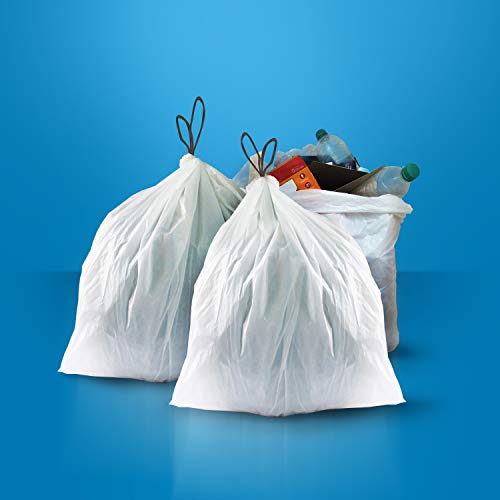 AmazonCommercial Custom Fit White Drawstring Trash Bags - Compatible with Simplehuman Type J - 1 MIL - 75 Count