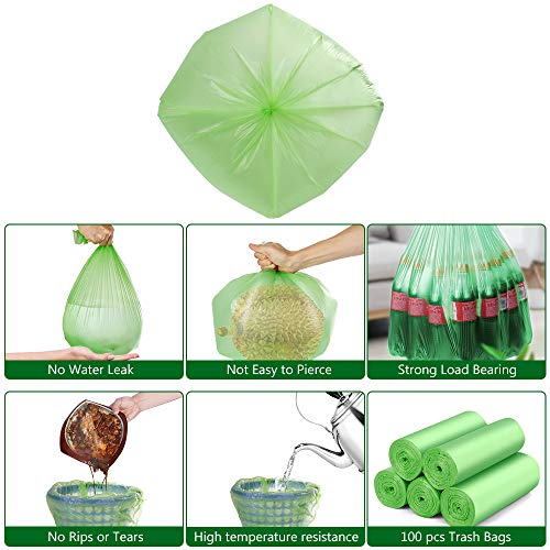 Biodegradable Trash Bags 4 - 6 Gallon, 100 Counts, Extra Thick Small Trash Bag Recycling Garbage Bags For Kitchen Bathroom Yard Office Wastebasket Car