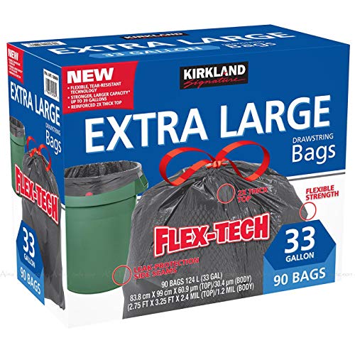 Kirkland Signature Flex-tech 33 Gallon Trash Bag, 90count, 1count