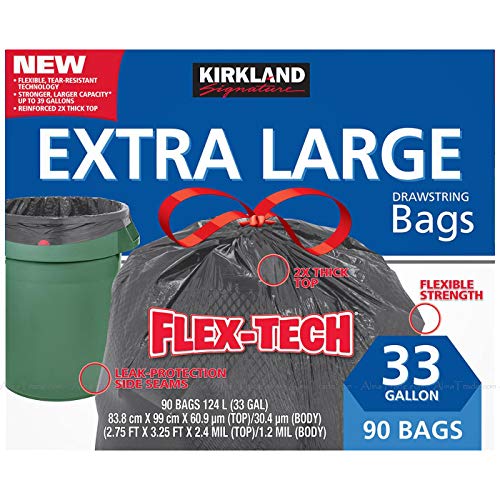 Kirkland Signature Flex-tech 33 Gallon Trash Bag, 90count, 1count