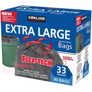 Kirkland Signature Flex-tech 33 Gallon Trash Bag, 90count, 1count