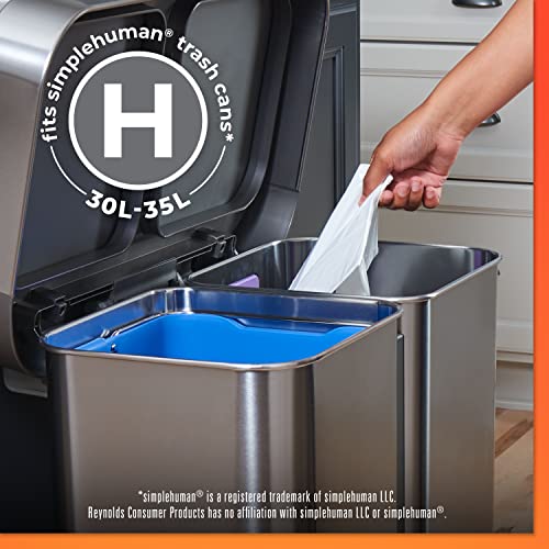 Hefty Made to Fit Trash Bags, Fits simplehuman Size H (9 Gallons), 100 Count (5 Pouches of 20 Bags Each)