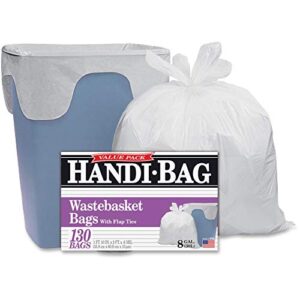 handi-bag hab6fw130 super value pack, 8gal, 0.6mil, 22 x 24, white (box of 130)