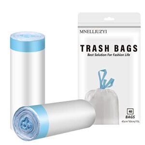 small garbage bag, 4 gallon drawstring trash bags ultra thick small garbage bags bin liners for bathrooms, kitchens, bedrooms, living rooms and offices. (2 golls/40 pcs)