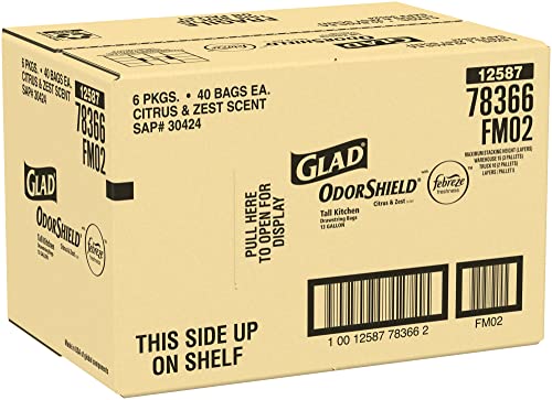 GLAD ForceFlex Tall Drawstring Trash Bags, 13 Gallon White Trash Bags for Tall Kitchen Trash Can, Gain Original Scent to Eliminate Odors, 100 Count - Packaging May Vary