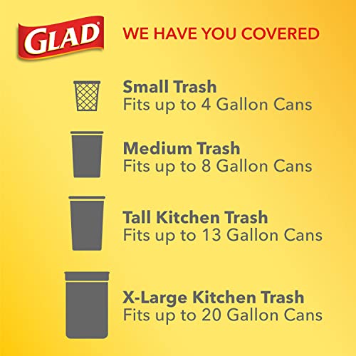 GLAD ForceFlex Tall Drawstring Trash Bags, 13 Gallon White Trash Bags for Tall Kitchen Trash Can, Gain Original Scent to Eliminate Odors, 100 Count - Packaging May Vary