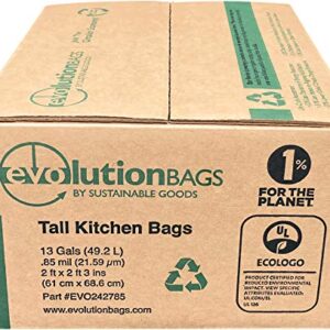 **NEW** Evolution Trash Bag Tall Kitchen DRAWSTRING, 100 bags/box, made with 70% CERTIFIED PCR material