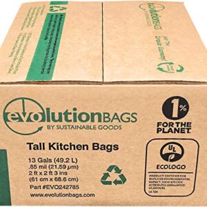 **NEW** Evolution Trash Bag Tall Kitchen DRAWSTRING, 100 bags/box, made with 70% CERTIFIED PCR material