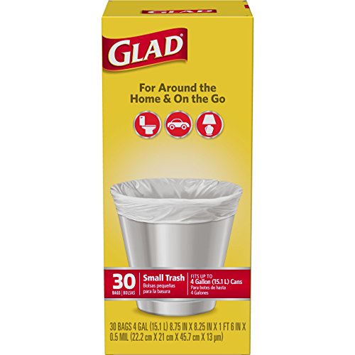 Glad Small Trash Bags - 4 Gallon White Trash Bag - 30 Count