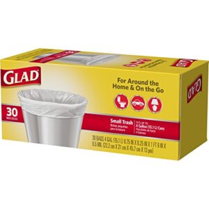 Glad Small Trash Bags - 4 Gallon White Trash Bag - 30 Count