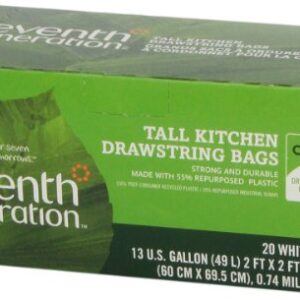 Seventh Generation Drawstring Kitchen Trash Bags 13 gal, 20 Bags