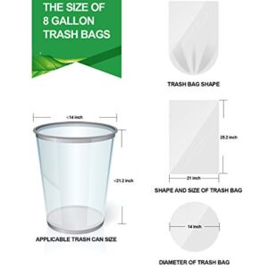 Clear Medium Garbage Bags 8 Gallon Trash Bags FORID Wastebasket Bin Liners 110 Count Plastic Trash Bags for Bathroom Bedroom Office Trash Can 30 Liters