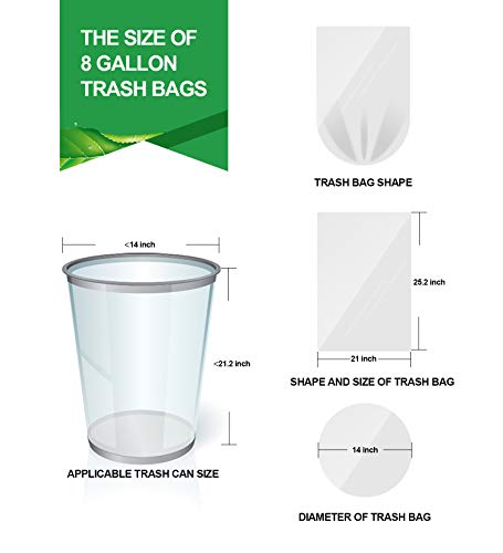 Clear Medium Garbage Bags 8 Gallon Trash Bags FORID Wastebasket Bin Liners 110 Count Plastic Trash Bags for Bathroom Bedroom Office Trash Can 30 Liters