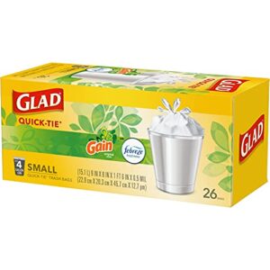 GLAD Small Trash Bags - 4 Gallon Trash Bag for Waste Basket, Gain Original Scent with Febreze Freshness- 26 Count (Pack of 6)