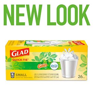 GLAD Small Trash Bags - 4 Gallon Trash Bag for Waste Basket, Gain Original Scent with Febreze Freshness- 26 Count (Pack of 6)