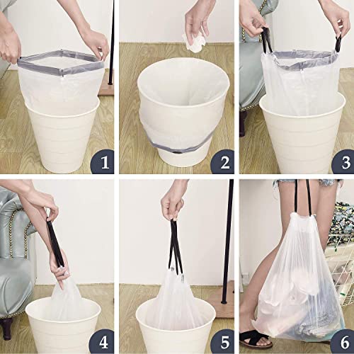 YIHATA Small Trash Bags 4 Gallon Trash Bag Bathroom Trash Bags - Custom Fit Drawstring Small Trash Can Bags for Bathroom, Kitchen, Bedroom, Office, 45 Count (Upgraded - Easy to Separate)