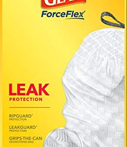 GLAD ForceFlex Tall Drawstring Trash Bags, 13 Gallon White Trash Bags for Tall Kitchen Trash Can, Unscented Leak Protection Bags, 120 Count - Packaging May Vary