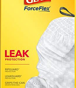 GLAD ForceFlex Tall Drawstring Trash Bags, 13 Gallon White Trash Bags for Tall Kitchen Trash Can, Unscented Leak Protection Bags, 120 Count - Packaging May Vary