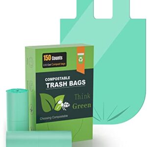 AYOTEE Biodegradable Trash Bags,2.6 Gallon Trash Bag with Handle,150 Count Strong Small Compost Bags for Countertop Bin,Small Garbage Bags for Bathroom Trash Can, Home Kitchen Office Fit 10 Liter