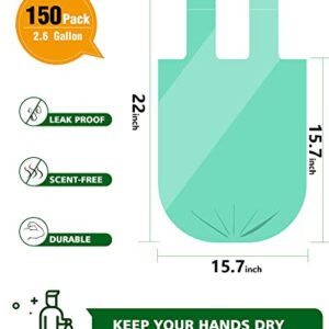 AYOTEE Biodegradable Trash Bags,2.6 Gallon Trash Bag with Handle,150 Count Strong Small Compost Bags for Countertop Bin,Small Garbage Bags for Bathroom Trash Can, Home Kitchen Office Fit 10 Liter