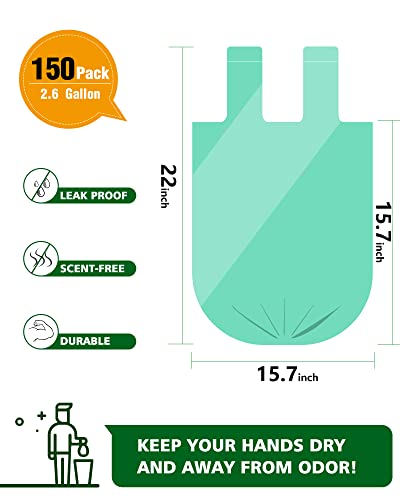 AYOTEE Biodegradable Trash Bags,2.6 Gallon Trash Bag with Handle,150 Count Strong Small Compost Bags for Countertop Bin,Small Garbage Bags for Bathroom Trash Can, Home Kitchen Office Fit 10 Liter