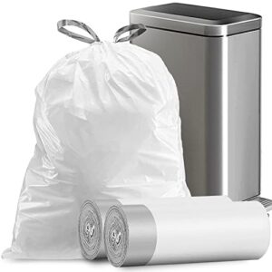 8 gallon trash bags drawstring, strong medium kitchen garbage bag white trash can liners, 22″ x 23″, (34 count)