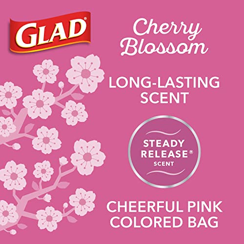 Glad OdorShield Small Drawstring Trash Bags, 4 Gallon Trash Bag, Febreze Cherry Blossom, 34 Count (Package May Vary)