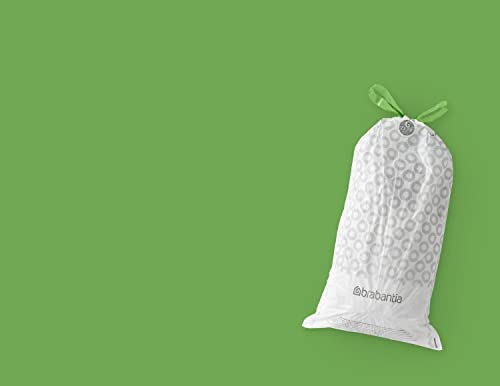 Brabantia PerfectFit Trash Bags (Size G/6-8 Gal) Thick Plastic Trash Can Liners with Drawstring Handles (120 Bags)