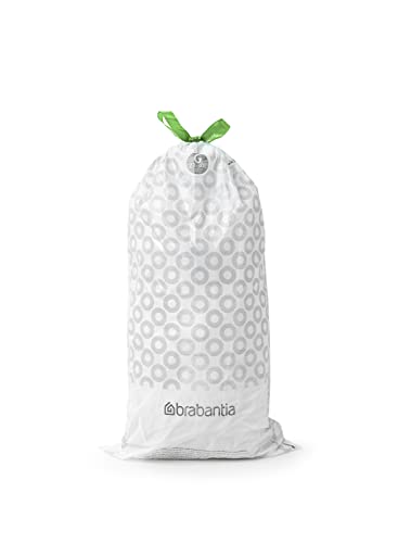 Brabantia PerfectFit Trash Bags (Size G/6-8 Gal) Thick Plastic Trash Can Liners with Drawstring Handles (120 Bags)