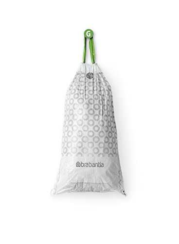 Brabantia PerfectFit Trash Bags (Size G/6-8 Gal) Thick Plastic Trash Can Liners with Drawstring Handles (120 Bags)