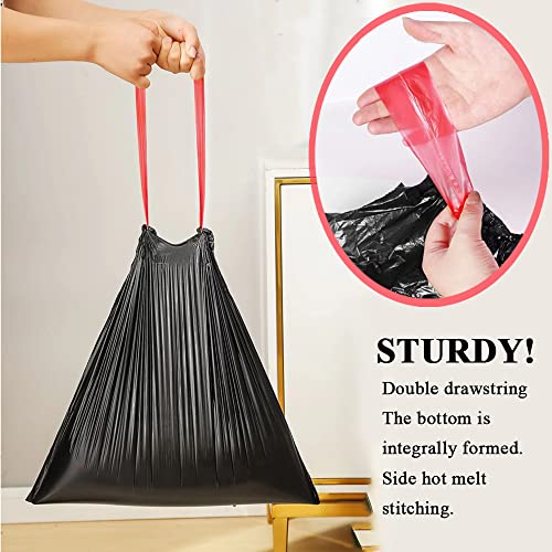 4 Gallon Drawstring Trash Bag 100 count, Bathroom Black Opaque Trash Bag, Odorless Kitchen Trash Can Bin Liners, Thickened Garbage Bag is Easy to Hold, 17.7"x19.7" Multipurpose Small Plastic Bag