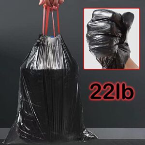 4 Gallon Drawstring Trash Bag 100 count, Bathroom Black Opaque Trash Bag, Odorless Kitchen Trash Can Bin Liners, Thickened Garbage Bag is Easy to Hold, 17.7"x19.7" Multipurpose Small Plastic Bag